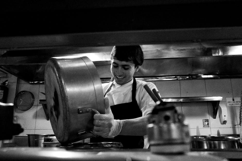 Professional restaurant chef working in kitchen showcasing culinary expertise