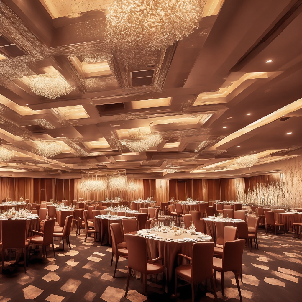 Elegant private function room with corporate event setup in upscale steakhouse
